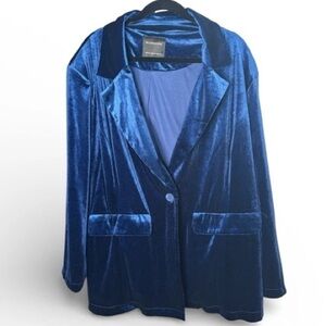 BloomChic velvet navy one button blazer 14/16 NWT